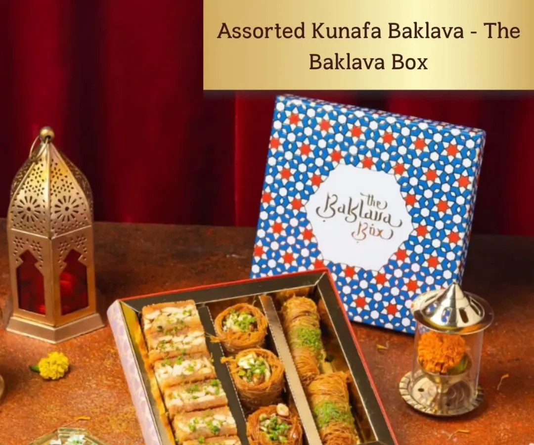 For couples wanting that 'main character energy', I create hampers that make a statement. This Assorted Kunafa Baklava box is pure indulgence, perfect for giving your wedding guests a taste of luxury with its rich, authentic flavors and beautiful presentation.