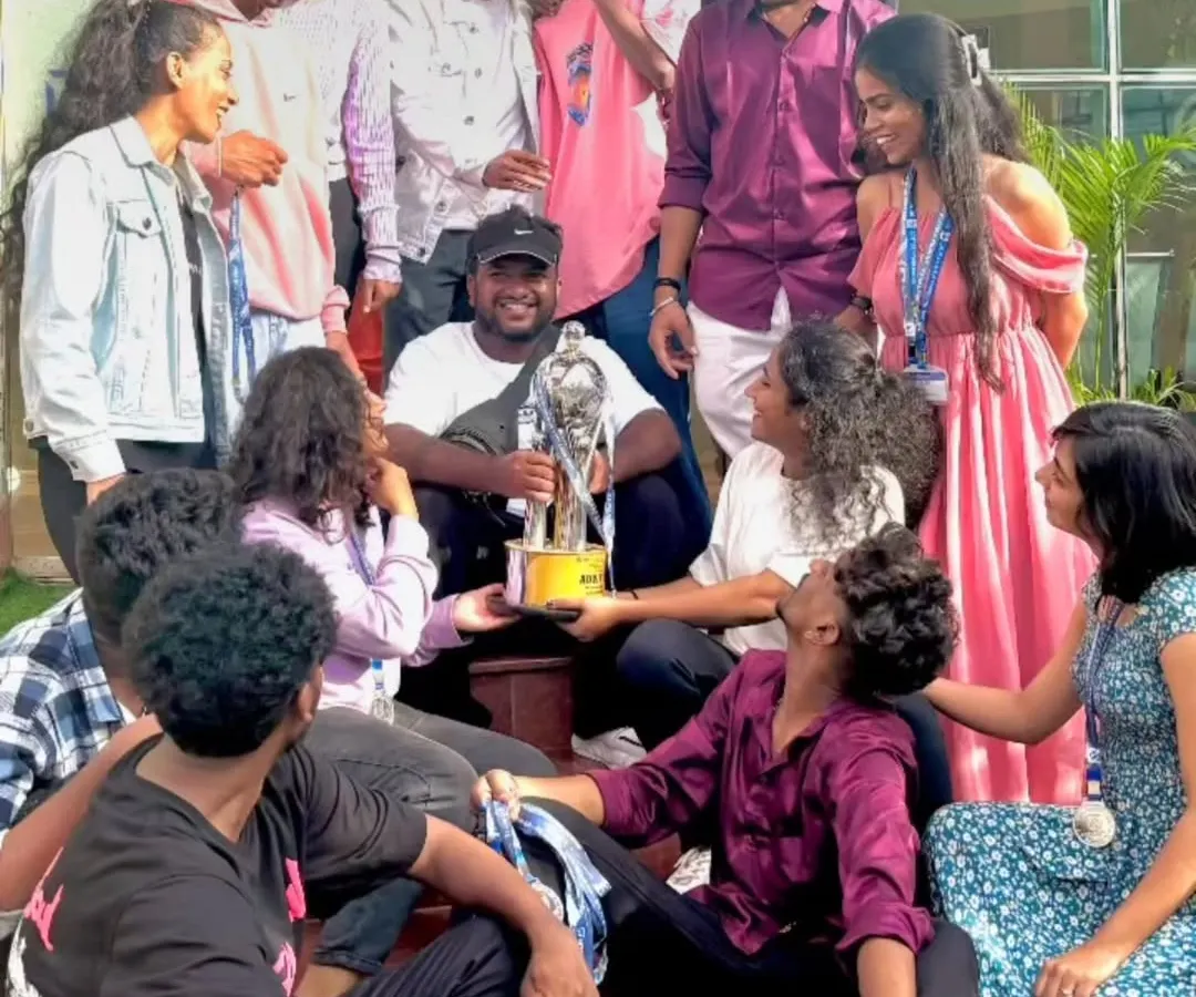 Celebrating with the winning team at a Nitte college competition. Moments like these, surrounded by talented and passionate dancers, are the ultimate reward for me as a choreographer and judge 💫