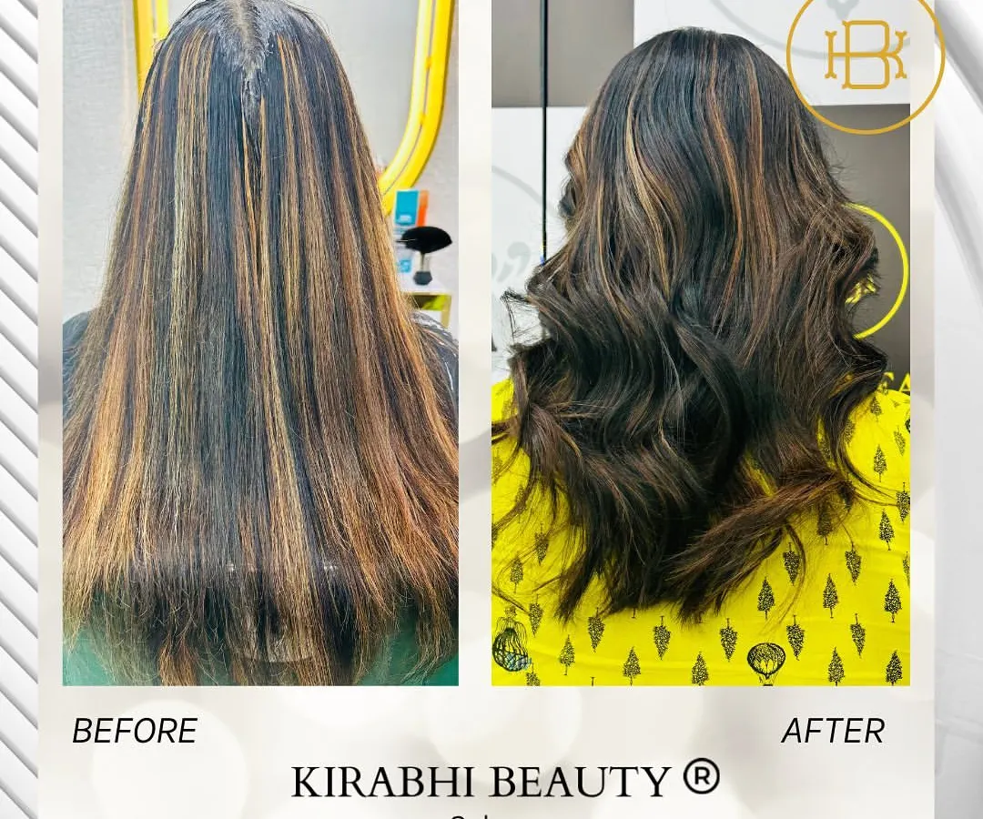Don't just color your hair, transform it. We took this client's hair from having faded, frizzy highlights to beautifully defined, healthy curls with a rich color and sun-kissed balayage effect. This is a perfect example of combining a color refresh with a styling makeover.