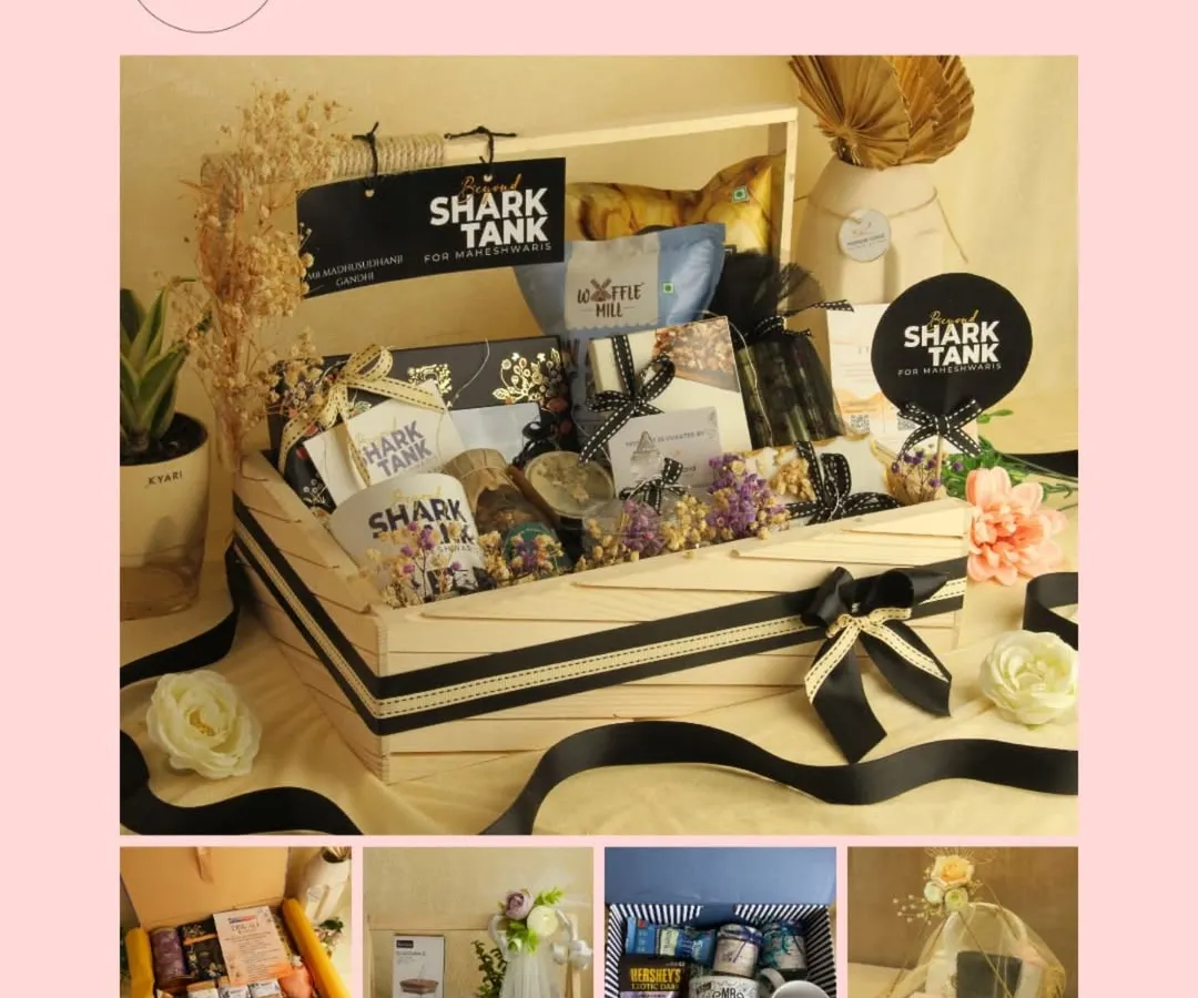 I was thrilled to curate corporate hampers for a Shark Tank brand. This image showcases a custom-branded gift set, demonstrating my ability to create high-impact, professional gifts that align with a client's brand identity.