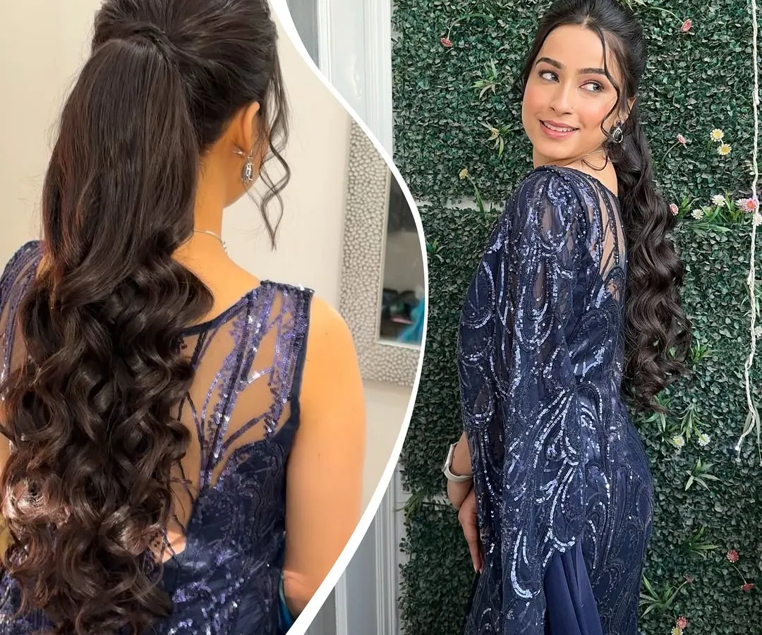A high, voluminous ponytail is a fantastic choice for a cocktail party or reception. I create bounce and texture with carefully placed curls, ensuring the style looks full and glamorous from every angle.