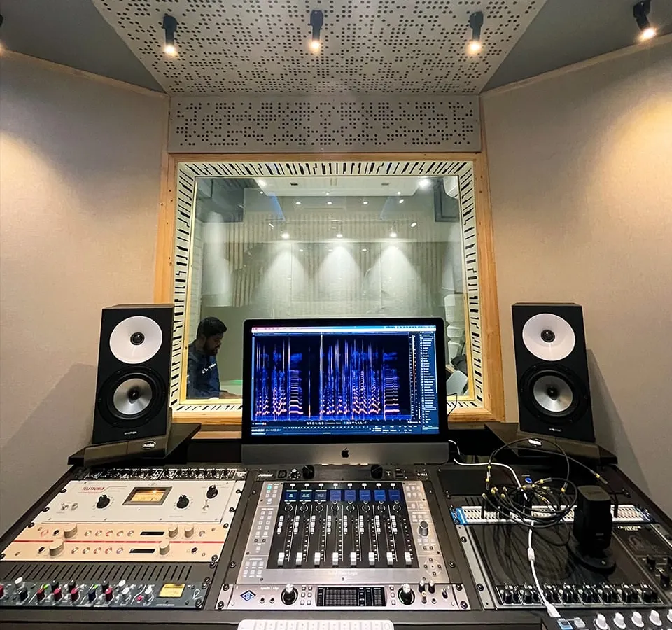 A look inside our main control room. This is where the magic happens, with access to top-tier analog gear and digital tools to help you craft the perfect sound for your project, whether you're recording a demo or a full album.