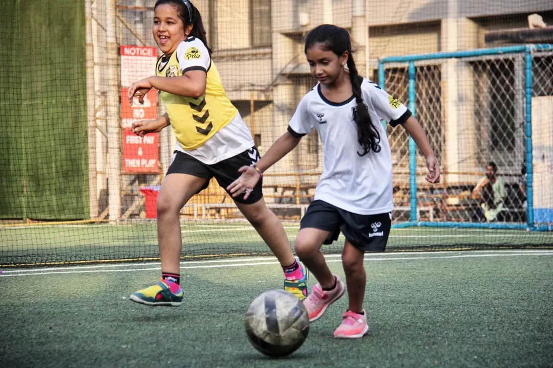 We believe football is for everyone. Here, our players are in the middle of an exciting practice match, learning to compete with heart and skill. This is what girls' football coaching in Mumbai is all about: building confidence and kicking away stereotypes.