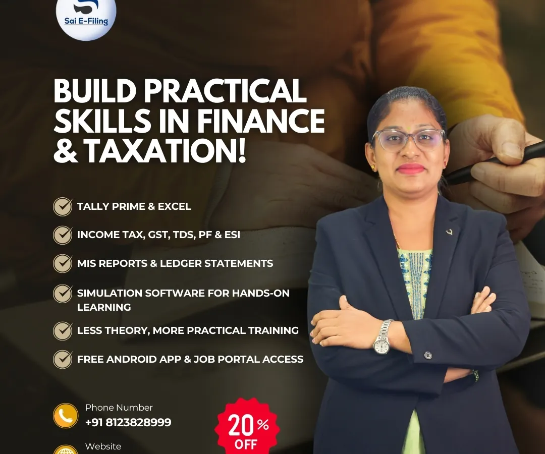 We focus on building real-world finance and taxation skills. Our training emphasizes hands-on learning with simulation software, covering everything from Tally Prime and Excel to MIS reports and GST, moving beyond pure theory to prepare you for the job.