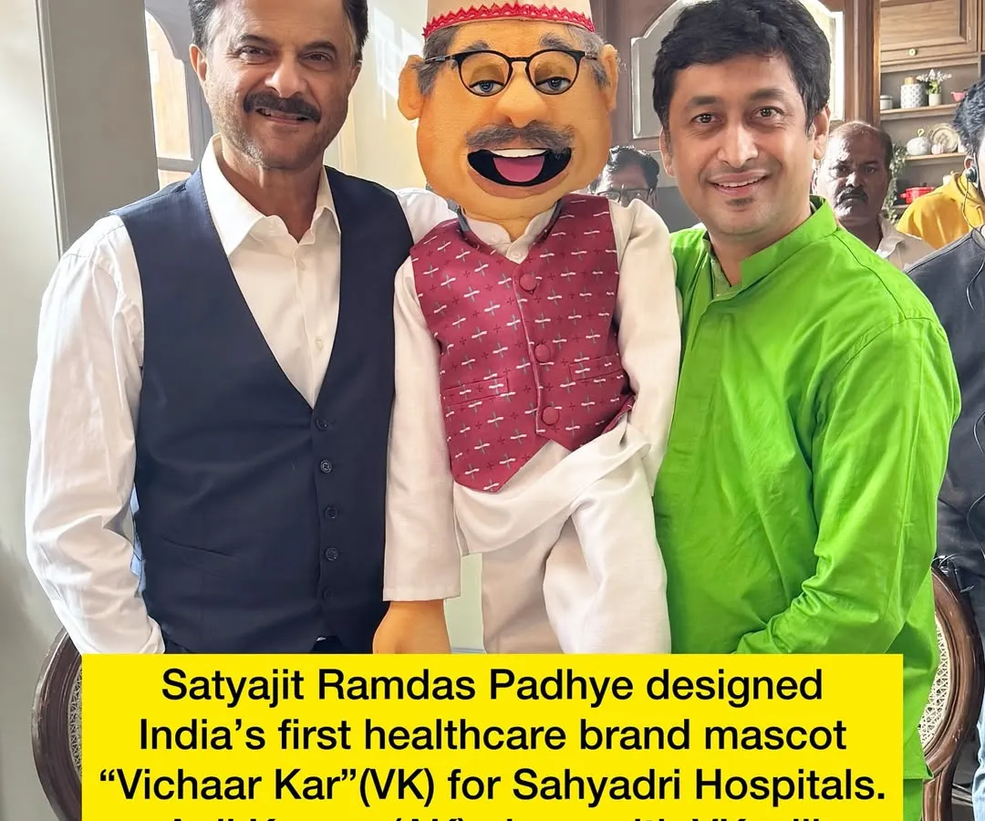 I had the incredible opportunity to design "Vichaar Kar" (VK), India's first healthcare brand mascot, for Sahyadri Hospitals. Here I am with the legendary actor Anil Kapoor, who co-stars with VK in "The AKVK Show," a series of videos where we make healthcare conversations engaging and fun.