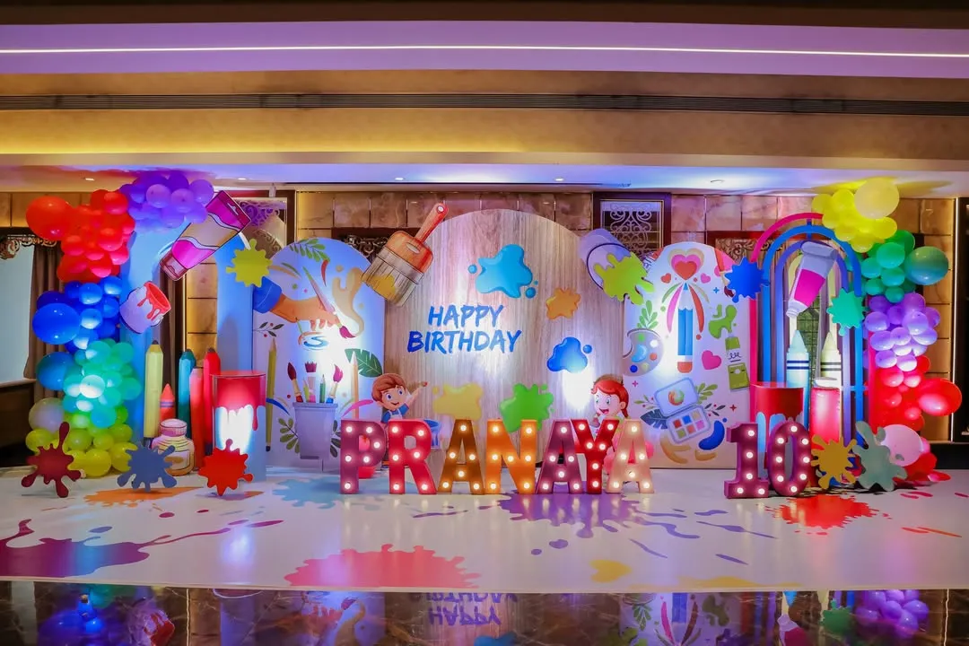 Welcome to an artist's paradise! This is a glimpse of my Art Theme party, where the entire venue becomes a canvas for creativity. With a paint-splatter floor, giant crayon props, and a personalized backdrop, I set the stage for a colorful and hands-on celebration.