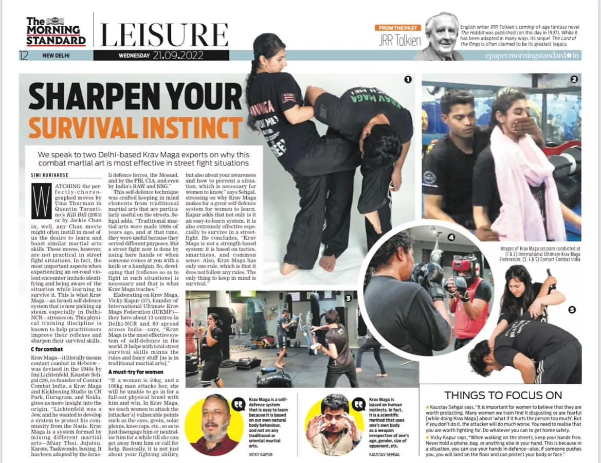 My methods have been recognized for their effectiveness. This feature in The Morning Standard newspaper highlights our focus on practical survival instincts for modern street fight situations.