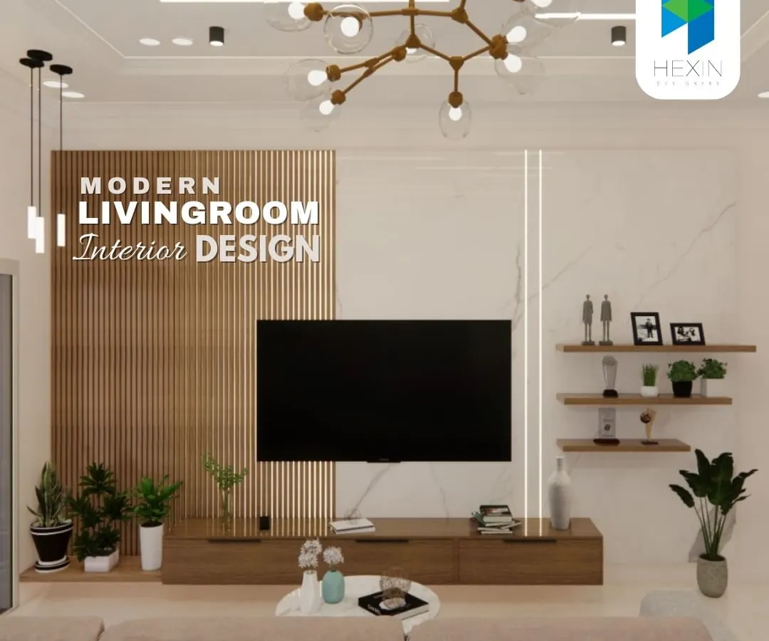 A well-designed living room is the heart of the home. Here, we combined a custom TV unit with fluted wood paneling, open shelving for decor, and layered lighting to create a space that is both modern and inviting, perfect for family time and entertaining guests.