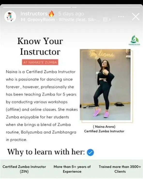 For those who want to know a bit more about me. I am a Certified Zumba Instructor (ZIN) with over five years of experience in teaching both online and offline workshops. I love blending different styles like Bollyzumba and Zumbhangra to keep things exciting.