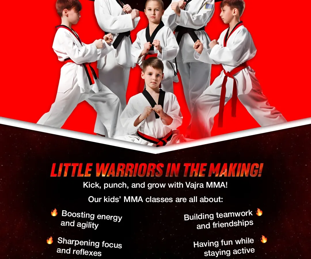We are building little warriors. Our kids' MMA classes are designed to boost energy, sharpen focus, and build real teamwork, all while your child learns to stay active and have fun. This is the foundation for a strong and confident future.