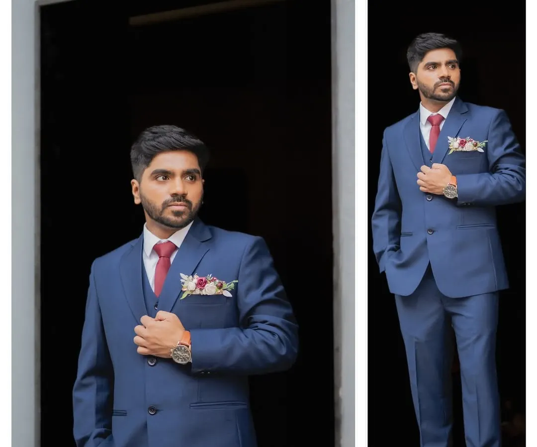 A sharp, modern suit look for a church wedding. My focus here was on creating a clean, polished appearance with perfectly styled hair and subtle makeup that enhances features for the camera.