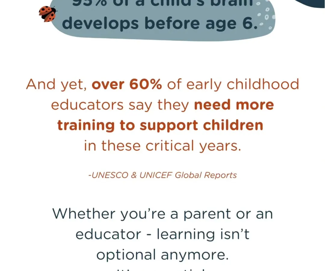 The first six years are critical for a child's brain development, yet most educators feel they need more training to provide the right support. We believe that for both parents and teachers, continuous learning is essential to nurture a child's full potential during these foundational years.
