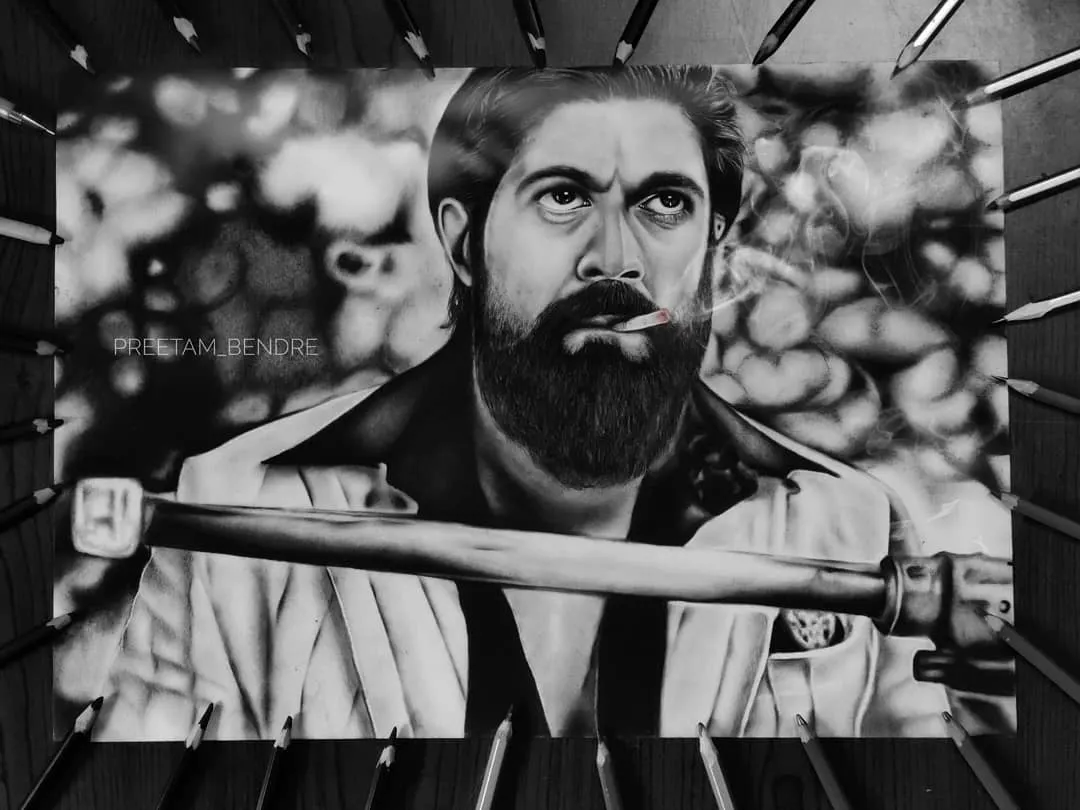 Capturing the raw intensity of Rocky Bhai from KGF. I spent 92 hours on this A3-sized charcoal and graphite piece to get every detail right, from the look in his eyes to the smoke from the cigarette.