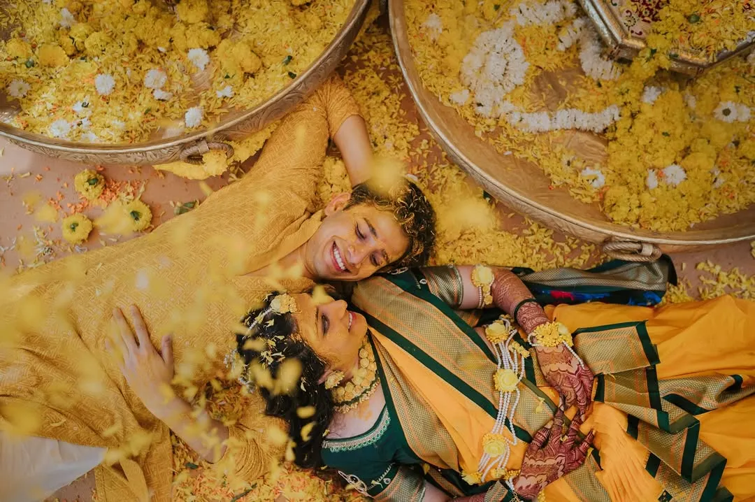 This award winning shot is everything I love about Haldi ceremonies. It's about letting go, being completely present, and finding joy in the beautiful mess. A moment of pure, uninhibited happiness captured from above.