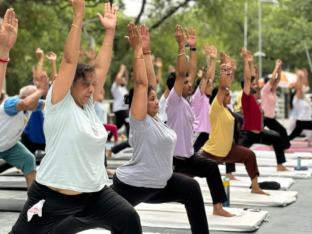 Feel the collective energy of our community practicing together outdoors. This image captures a moment from one of our group sessions, where students of all levels connect with their breath and movement under the open sky. We believe in the power of practicing together.