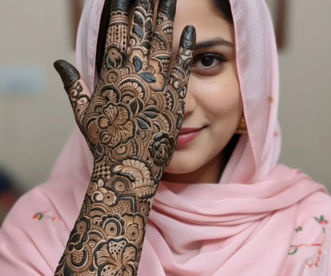 This is the kind of full-coverage, intricate work you can learn to create. This design shows a blend of floral patterns and delicate fillers, covering the hand and arm for a stunning bridal look. It’s a testament to what practice and proper technique can achieve.
