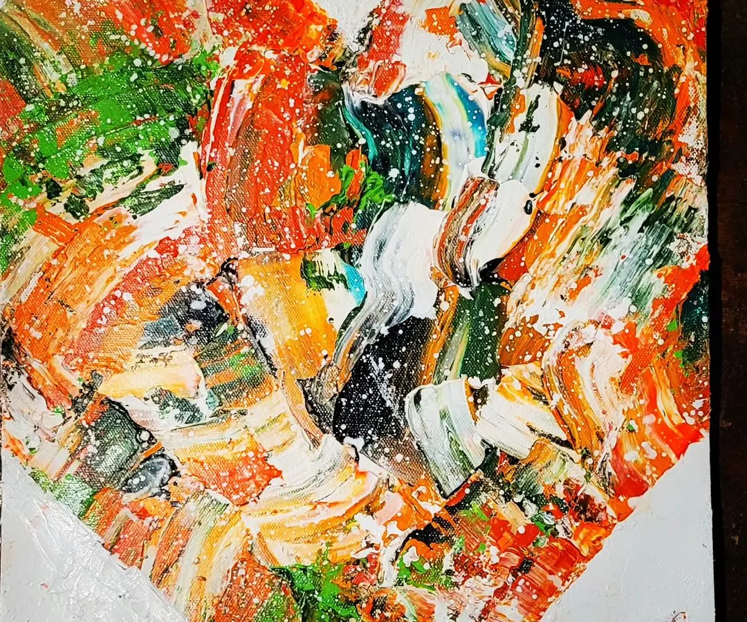 This custom commission was a special one, a heart painted in the colors of the Indian flag. It shows how we can work together to create a piece that holds personal meaning for you, whether it's celebrating heritage, a memory, or a specific feeling. The thick, expressive strokes represent the beautiful diversity of life.