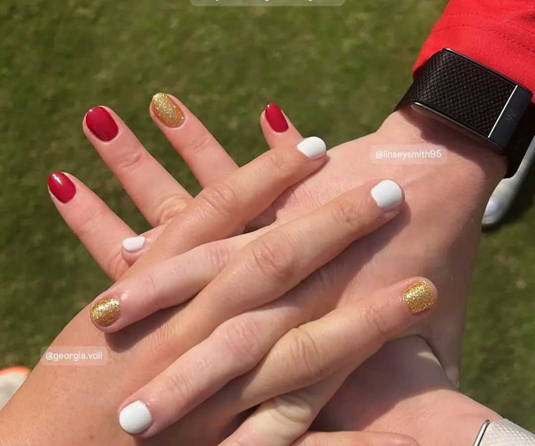I was so honored and grateful to do the nails for the amazing women cricketers of the Royal Challengers Bangalore. This picture of their hands together, showing off their team-colored manicures, is a moment I'll never forget.