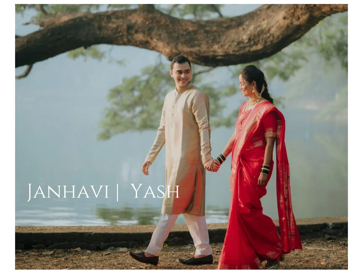 I love capturing couples in their element. Here, Janhavi and Yash take a serene walk by the water, their traditional Maharashtrian attire adding a timeless elegance to their pre-wedding photoshoot.