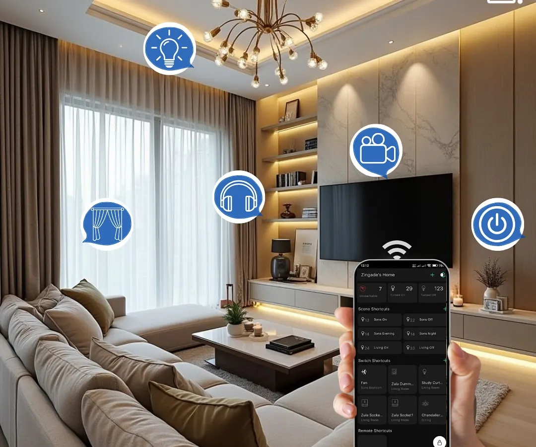 We put total control of your home in the palm of your hand. Our intuitive app lets you manage lights, curtains, entertainment, and security from anywhere in the world.