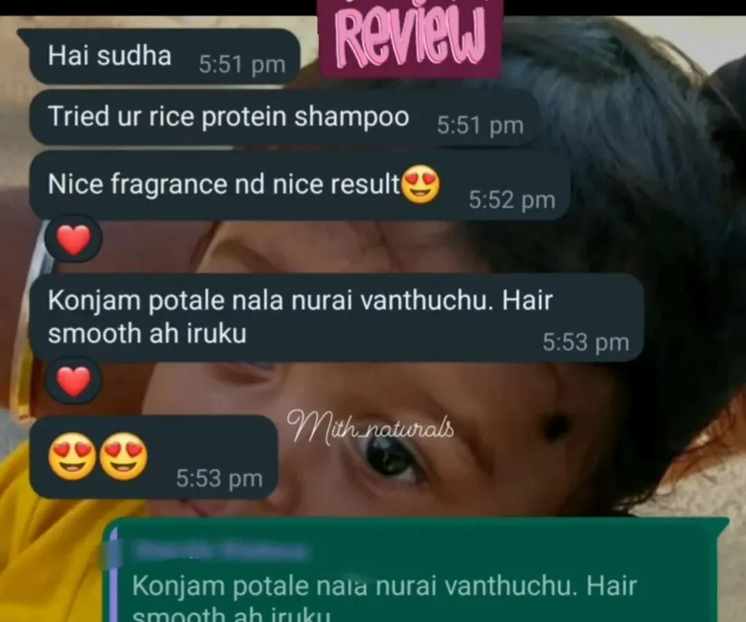 It makes me so happy to see reviews like this for my Rice Protein Shampoo. The customer loved the fragrance and how it made her hair feel smooth and lathered well with just a small amount. Your feedback means the world to me, dearies.