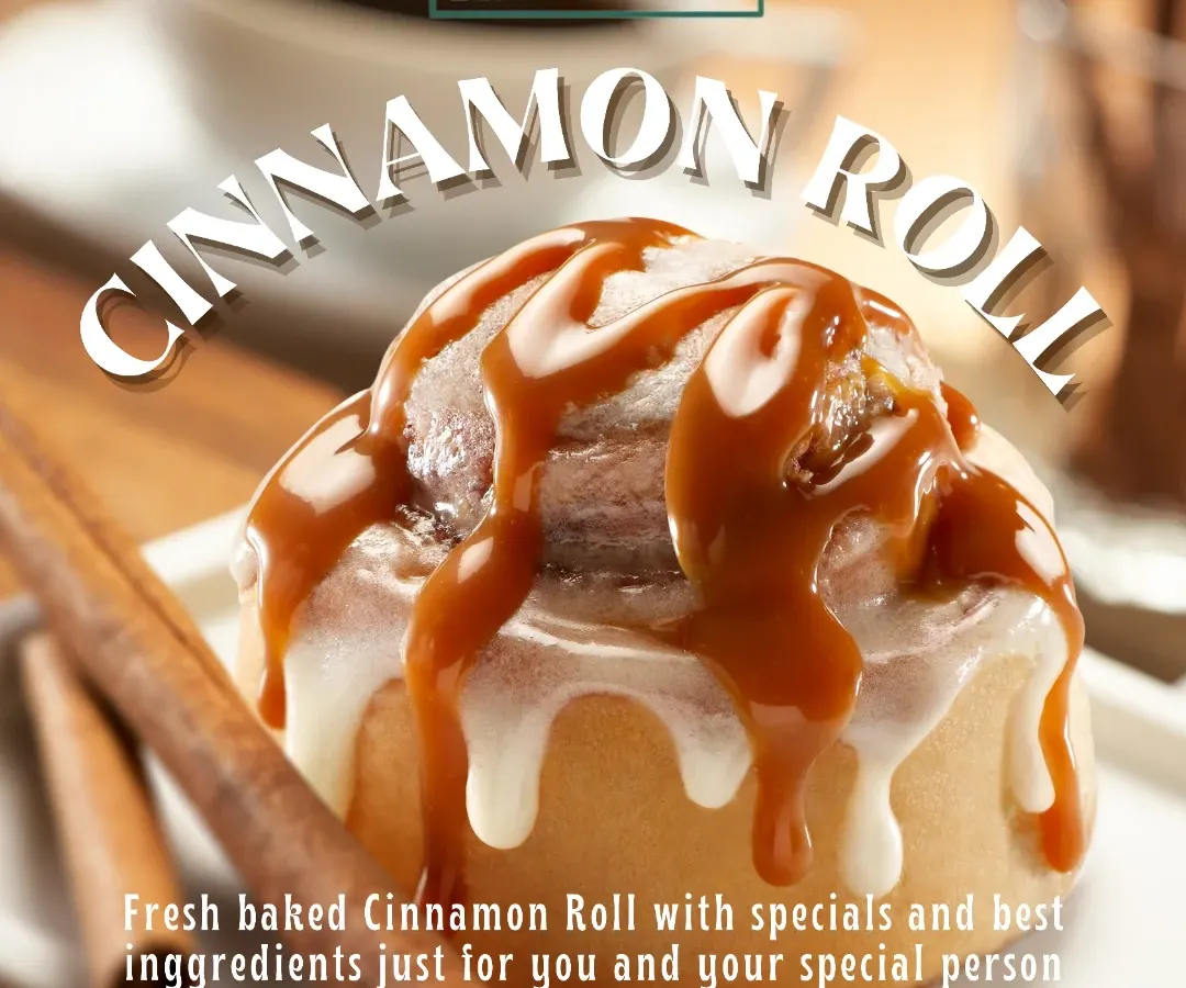 Our classic cinnamon roll, baked fresh and topped with a generous layer of cream cheese frosting and a drizzle of caramel. It's the perfect warm, comforting treat for any get-together.