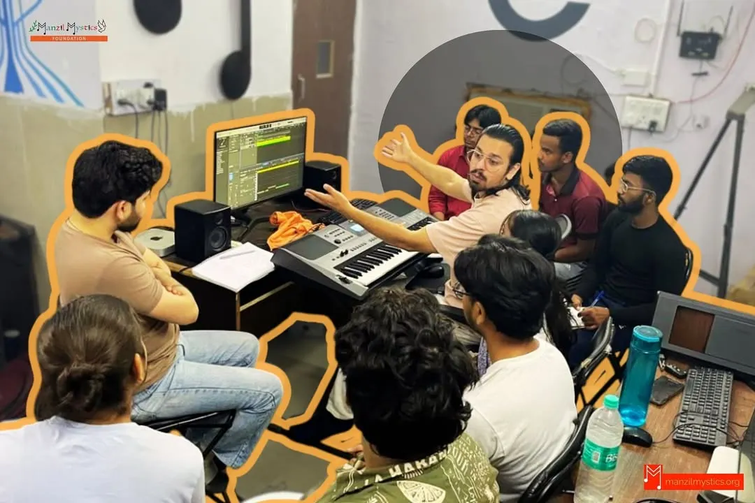 An instructor guides students through the fundamentals of digital audio workstations in our Audio Production course. We focus on practical, hands-on learning in a real studio environment, covering everything from recording techniques to mixing and mastering.
