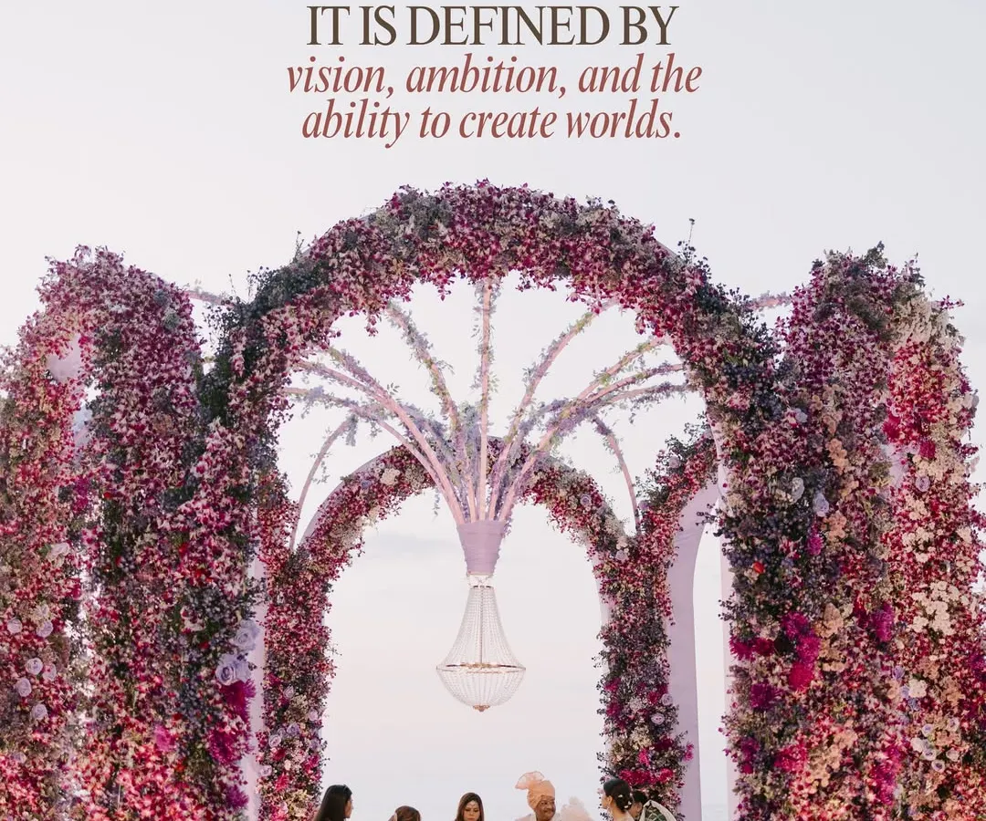 The wedding of tomorrow is not defined by size alone; it is defined by vision. This architectural floral mandap was designed to be a sculpture against the sea, proving that with ambition, we can create entire worlds for you to get married in.