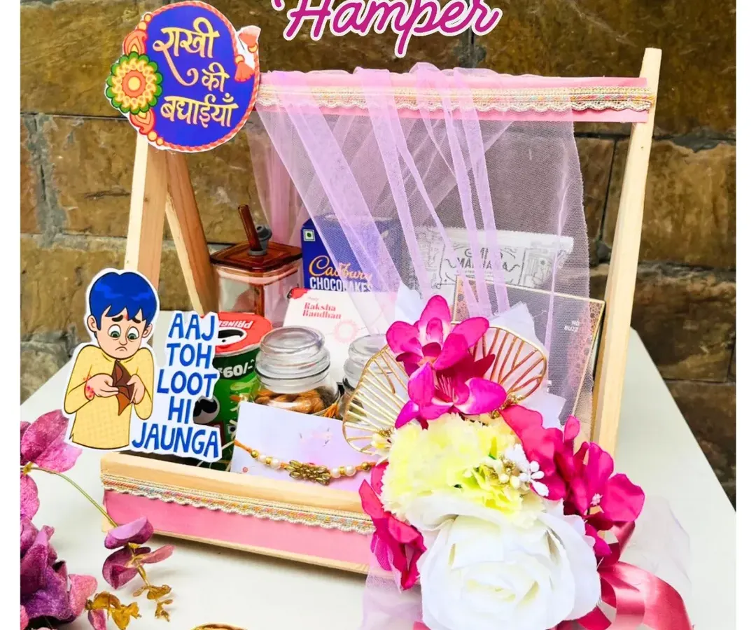 Celebrating the playful bond of siblings with this fun-filled Rakshabandhan hamper. It's packed into a quirky, decorated wooden swing basket and filled with treats and surprises, making it the perfect gift to bring a smile to your brother or sister's face.