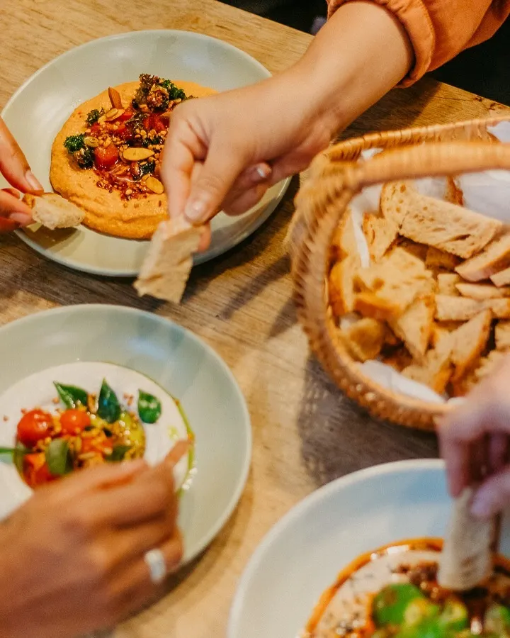 Our small plates are made for sharing. I love seeing hands reach across the table, dipping into creamy hummus and flavourful spreads. It’s how food should be enjoyed: together.