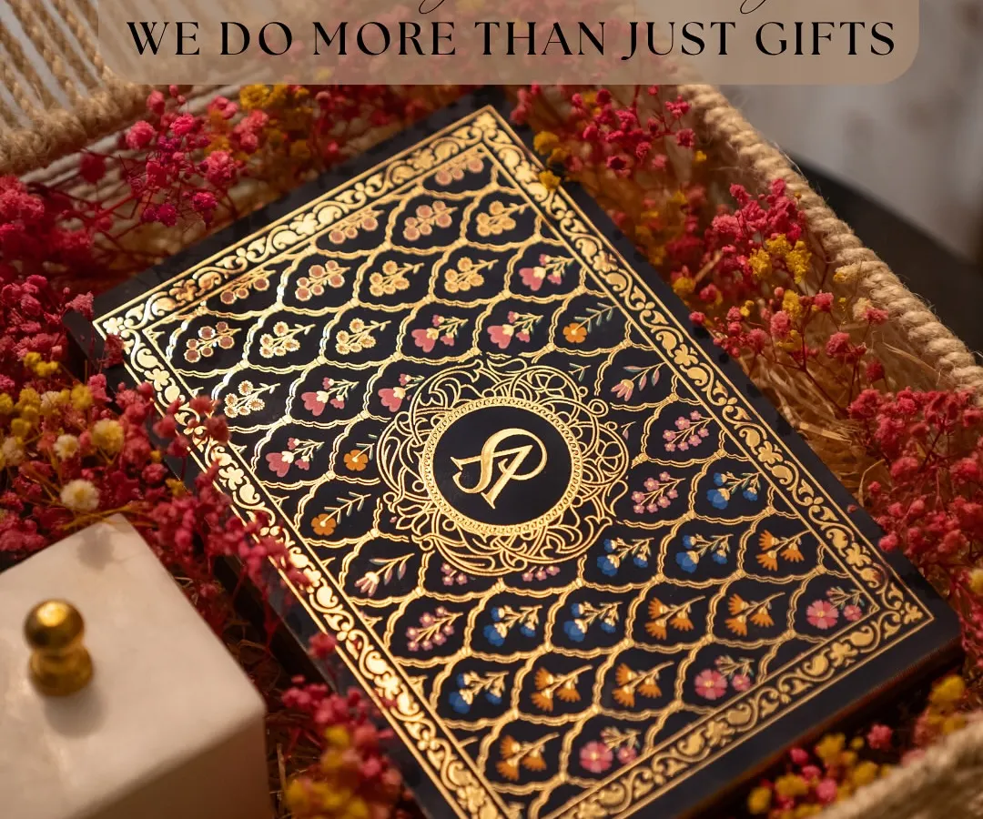 We believe the first impression is everything. This intricately designed wedding invitation box, nestled in a bed of flowers, sets a tone of elegance and anticipation for your special day.