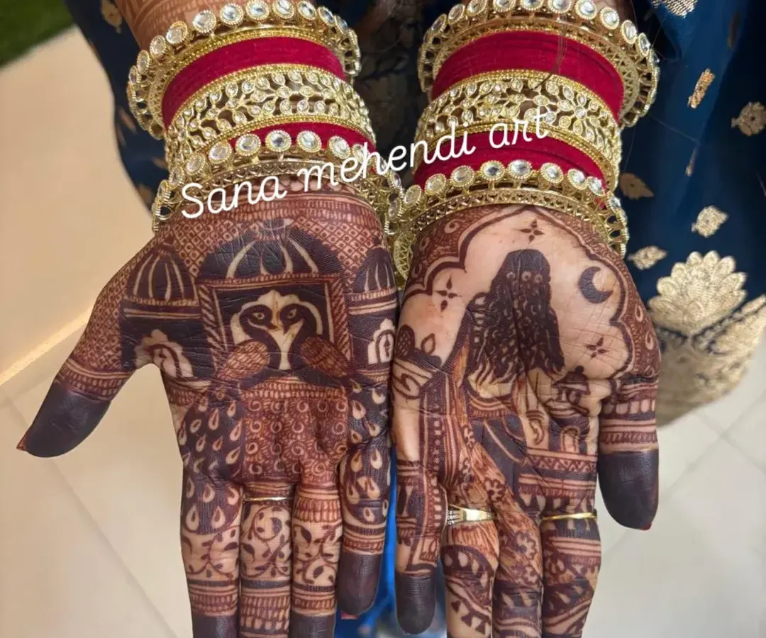 The proof of pure, natural henna is in the rich, dark stain. I prepare my own henna paste with no chemicals, ensuring you get this beautiful, deep maroon colour that looks stunning against bridal bangles and wedding attire.