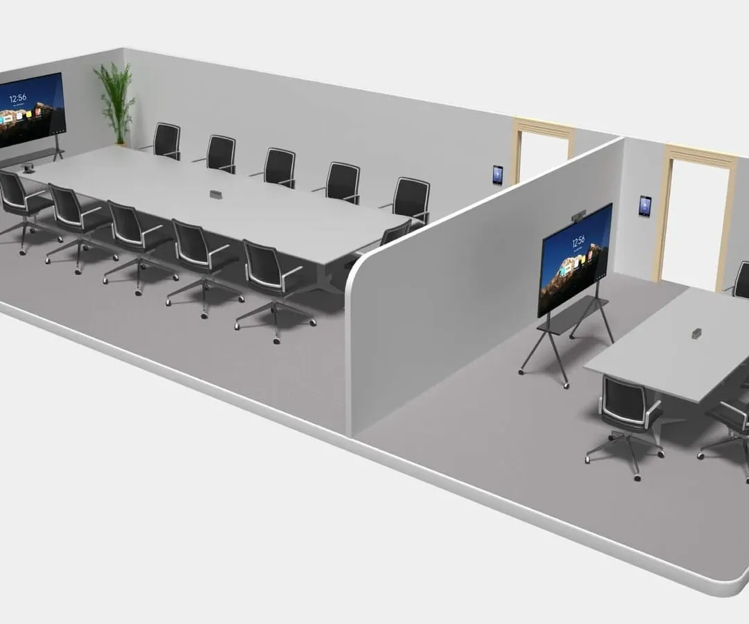Our end-to-end meeting room solutions encompass everything from initial design to final implementation. We integrate video conferencing systems, interactive displays, and room automation to create a productive and collaborative environment for both in-person and remote participants.