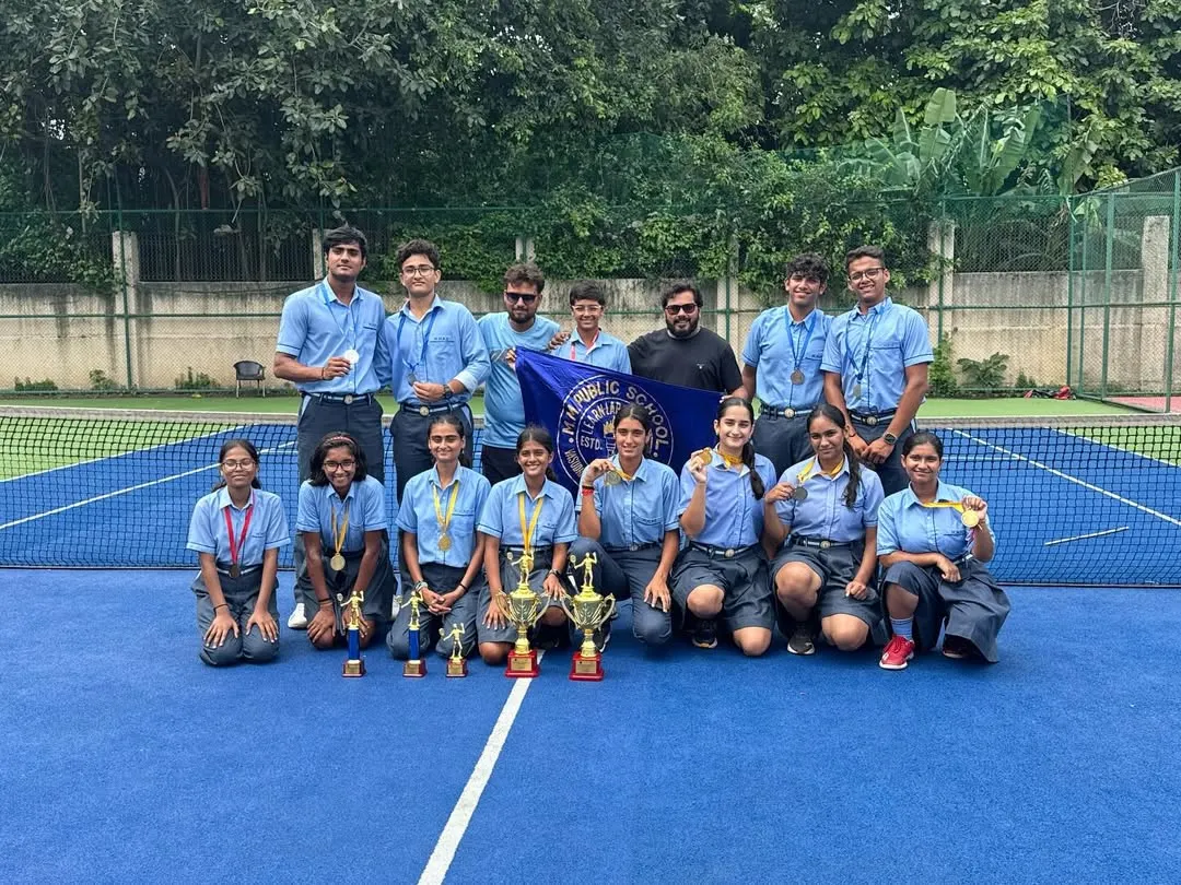 A proud moment for the academy. Our players from M.M. Public School dominated the CBSE Cluster Tennis Championship, bringing home two golds, a silver, and a bronze. This picture captures the team spirit and success we foster.