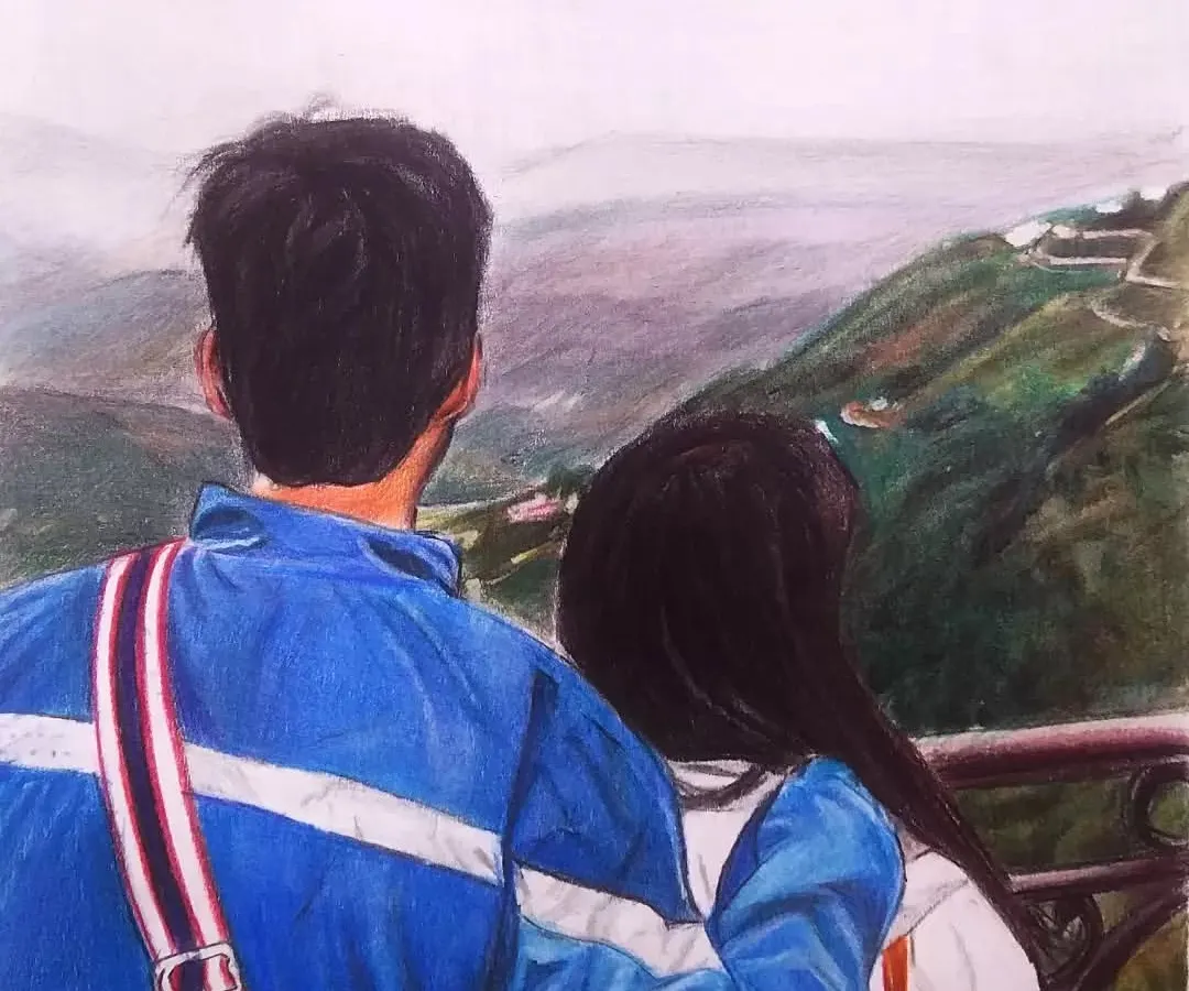 I also work with color to capture special moments. This A4 size couple portrait was made using Maped color pencils on ivory paper, turning a cherished photo overlooking the mountains into a piece of lasting art.