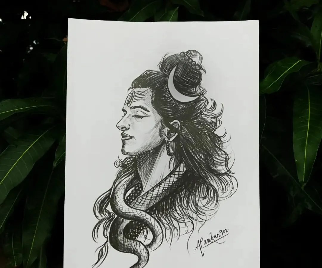 Har Har Mahadev. For me, drawing Lord Shiva is a spiritual journey. This graphite and charcoal sketch is made with complete devotion, focusing on the powerful yet calm expression of Mahadev. It's more than art; it's a prayer.