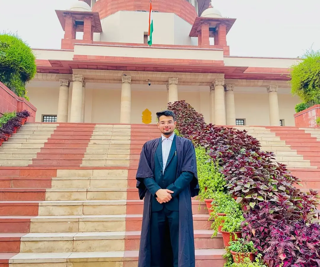 Standing before the Supreme Court of India, where I practice. I believe advocacy is a noble profession that requires unwavering devotion and sincerity to uphold justice for my clients.