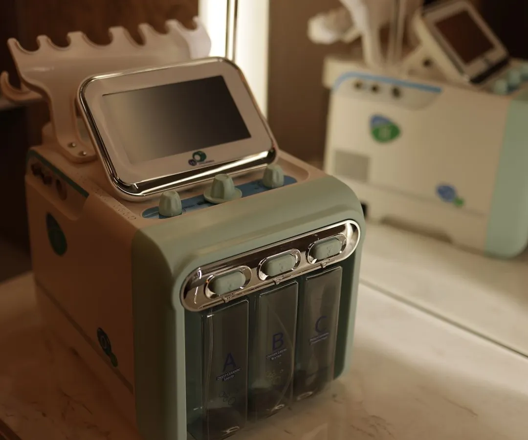 I invest in the best for your skin. This is a close-up of my premium hydration facial machine, which I use for deep cleaning and tailored skin treatments. It helps me deliver that healthy, glowing skin you're looking for.