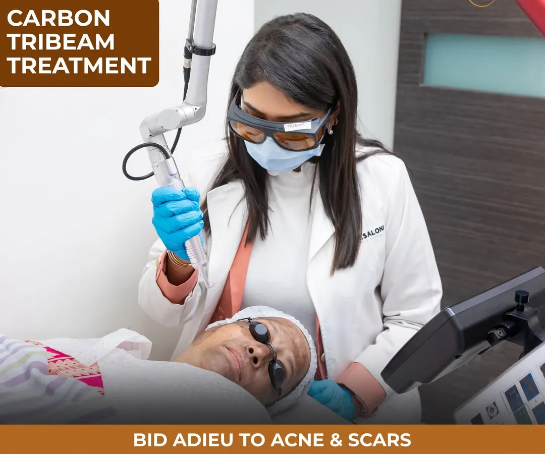 We use state-of-the-art technology like the Carbon TriBeam laser, expertly handled by our dermatologists, to address concerns like acne, scarring, and pigmentation. This treatment works by targeting deeper skin layers to stimulate collagen and reveal a smoother, more even-toned complexion.