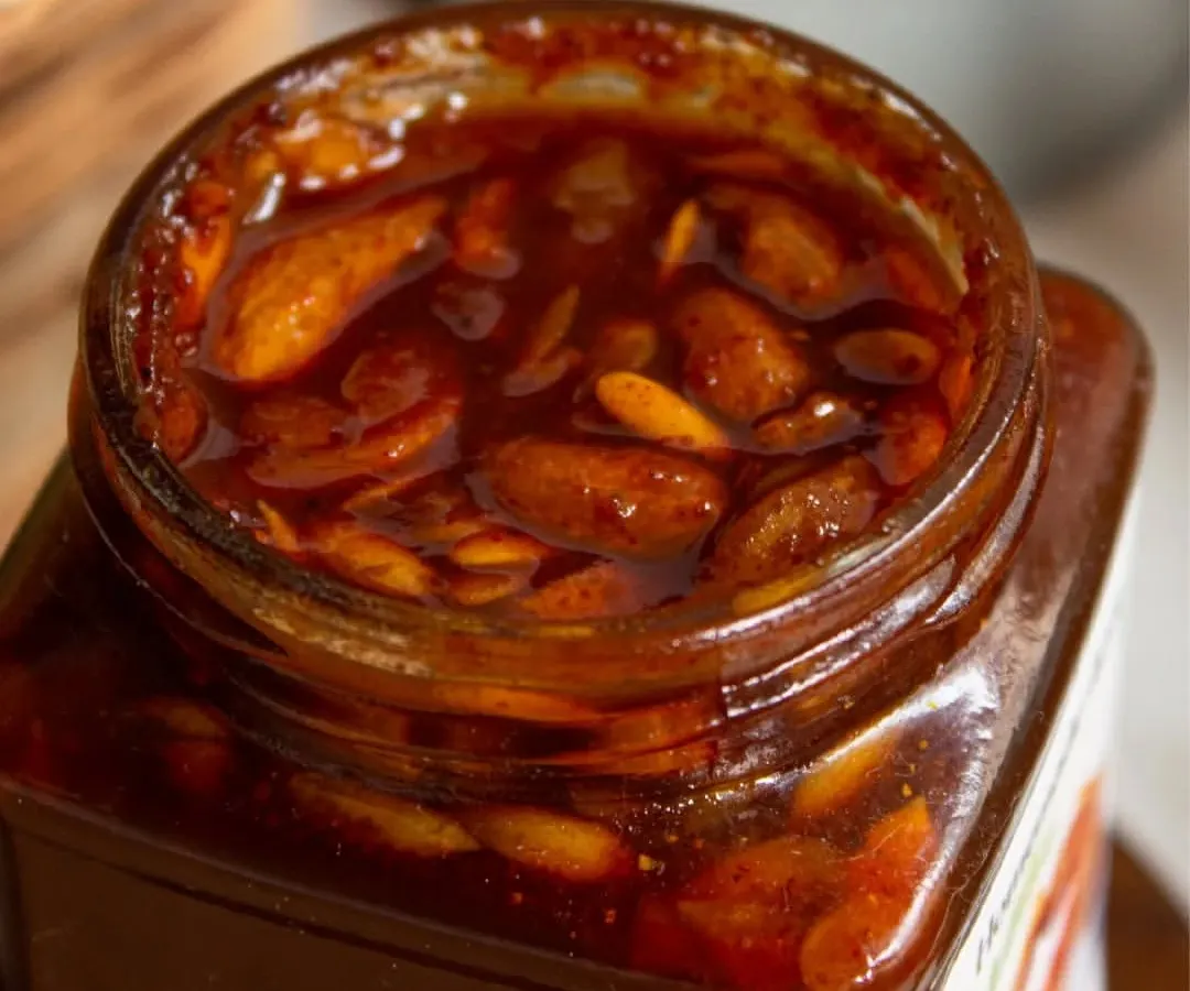 Take a closer look at my dadima's Imli Chutney. You can see the richness and texture from the real tamarind, cashews, and raisins, slow-cooked to bring out that authentic, chatpata flavour.