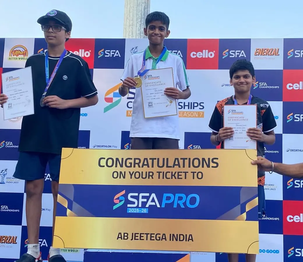 This is what hard work looks like. Our players Vyom and Pradhyuman on the podium at the SFA Championship, earning their ticket to SFA Pro. We don't just teach tennis; we build pathways to success.
