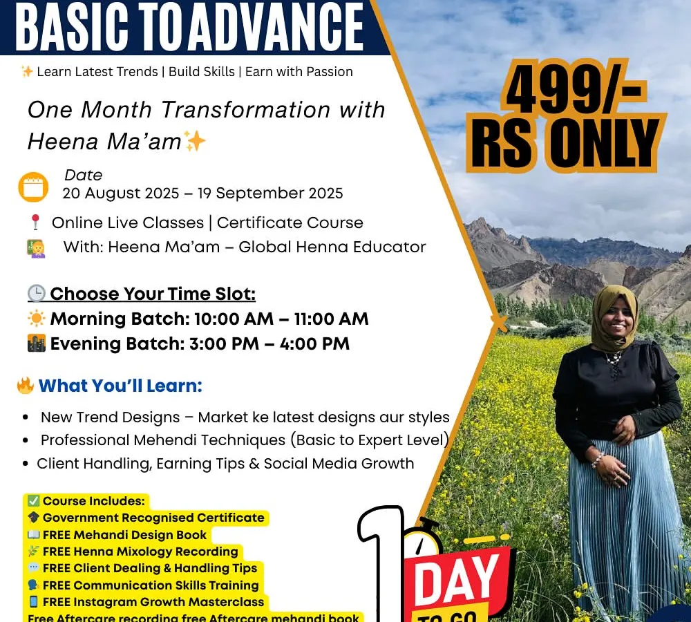 My one month Basic to Advance course is designed to make you a pro, even if you have no drawing experience. You will learn everything from making cones to client handling and social media growth.