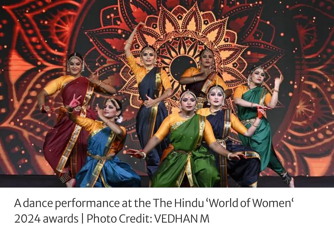 My Vivartana Dance Company performing at The Hindu 'World of Women' 2024 awards. I am incredibly proud of the energy and synchronicity we bring to the stage as a team.