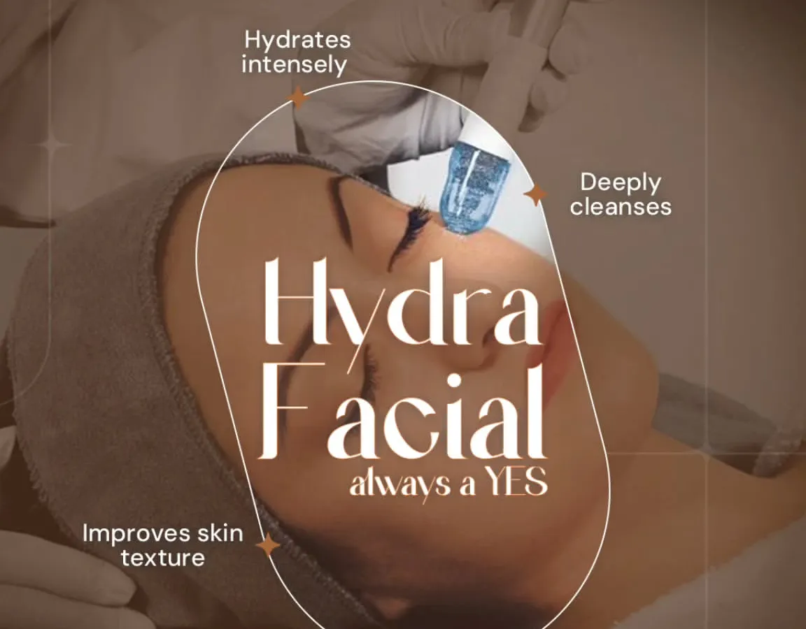 For skin that needs a reset, HydraFacial is always the answer. This infographic shows how it works to deeply cleanse pores, intensely hydrate, improve skin texture, and give you an instant, undeniable glow. It's our go-to treatment for a reason.