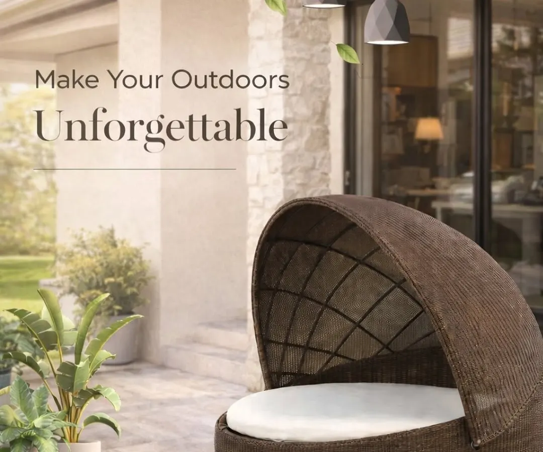 Make your outdoor space unforgettable with one of our signature daybeds. This piece, crafted from premium, weather-resistant wicker, offers a cozy, private retreat for your patio or garden. It’s your personal slice of paradise.