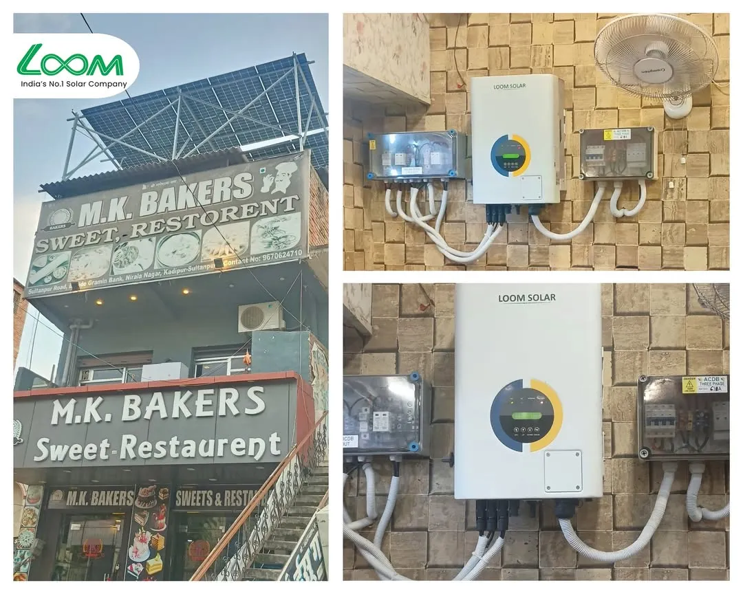 We helped M.K. Bakers in Sultanpur take control of their high electricity costs by installing this 20kW On-Grid Solar System. This setup powers their kitchen equipment, refrigeration, and lighting, ensuring their business runs on clean, cost-effective energy without interruption.