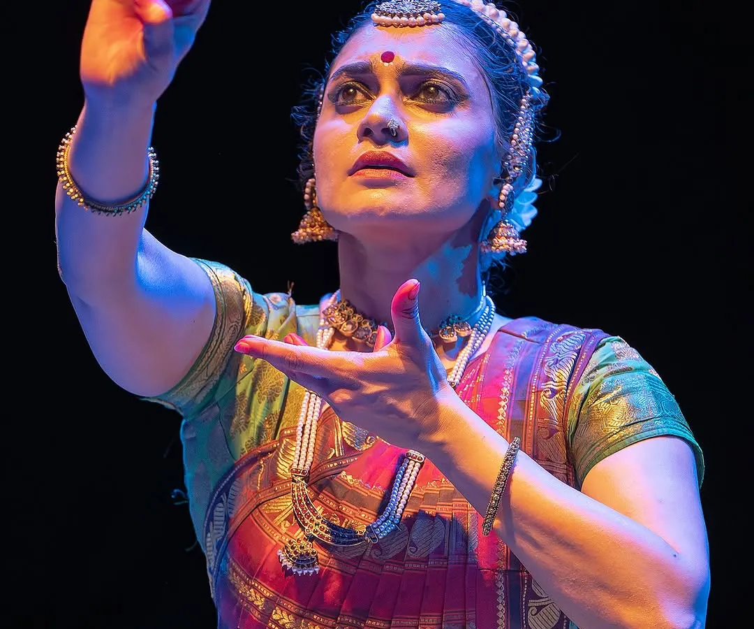 The essence of Abhinaya is conveying a universe of emotion through the eyes. This is a moment of intense focus from a performance, channeling the narrative of the poetry. In my Abhinaya workshops, we work on accessing and portraying these deep emotional states authentically.