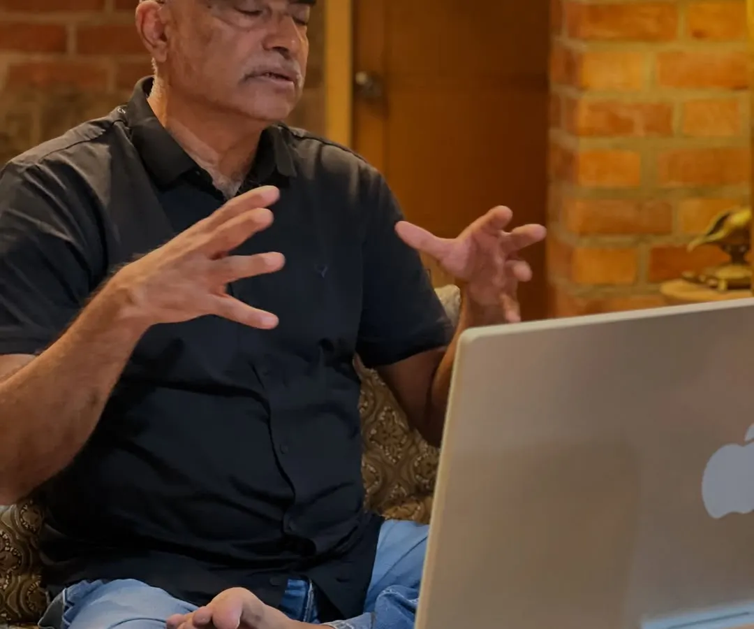 During a 'Sundays with Arun' online discourse, I explore practical spiritual wisdom with our global community. These sessions are open conversations about life's real questions, accessible from wherever you are.