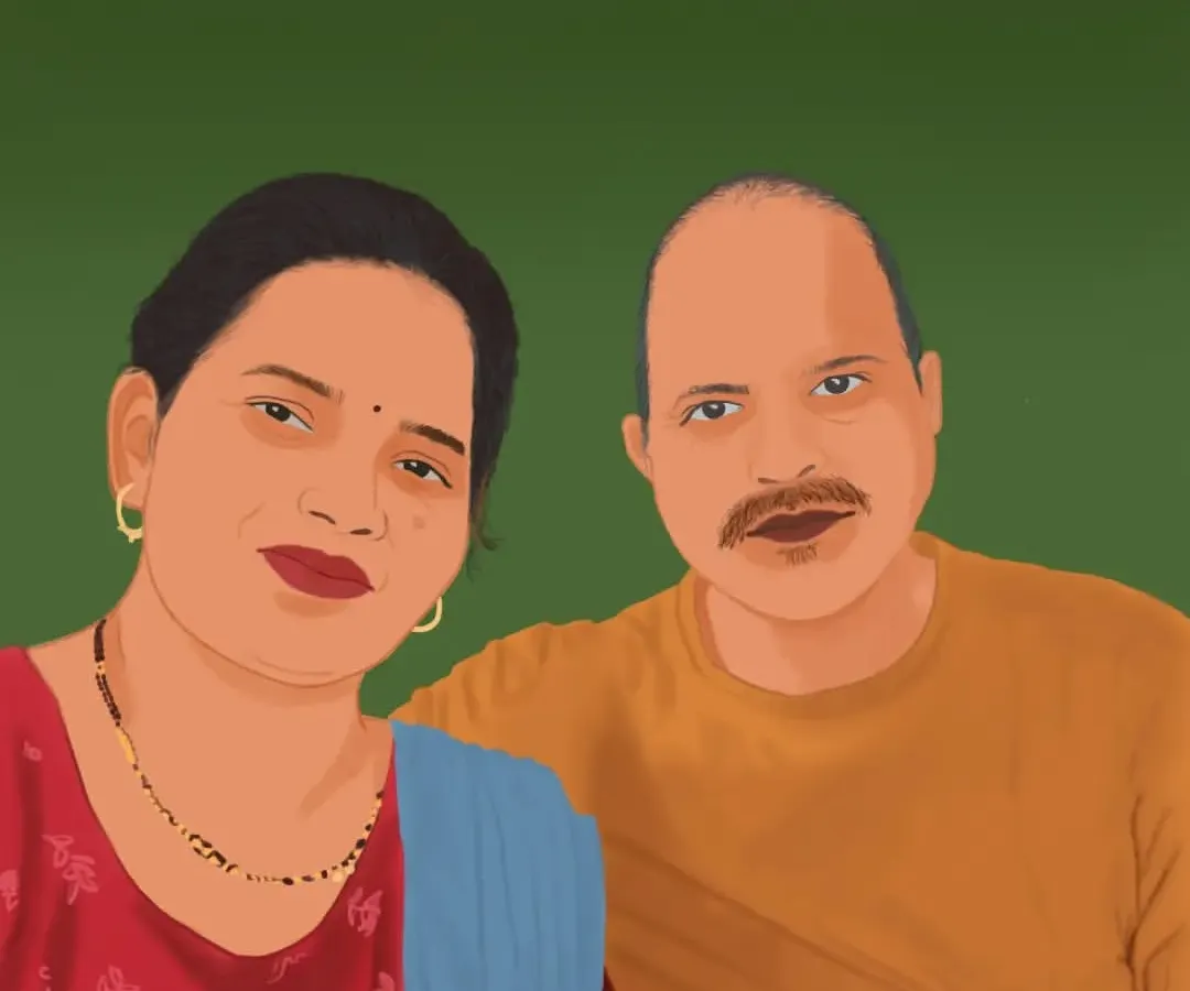 A custom digital portrait I created for a client. I can turn your favorite couple photo into a special piece of art like this.