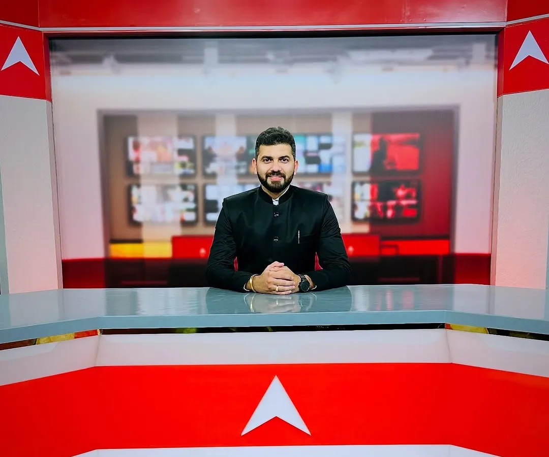 In the studio at ABP News. I am frequently invited as a legal expert on national television to break down complex issues and current events for a wider audience.